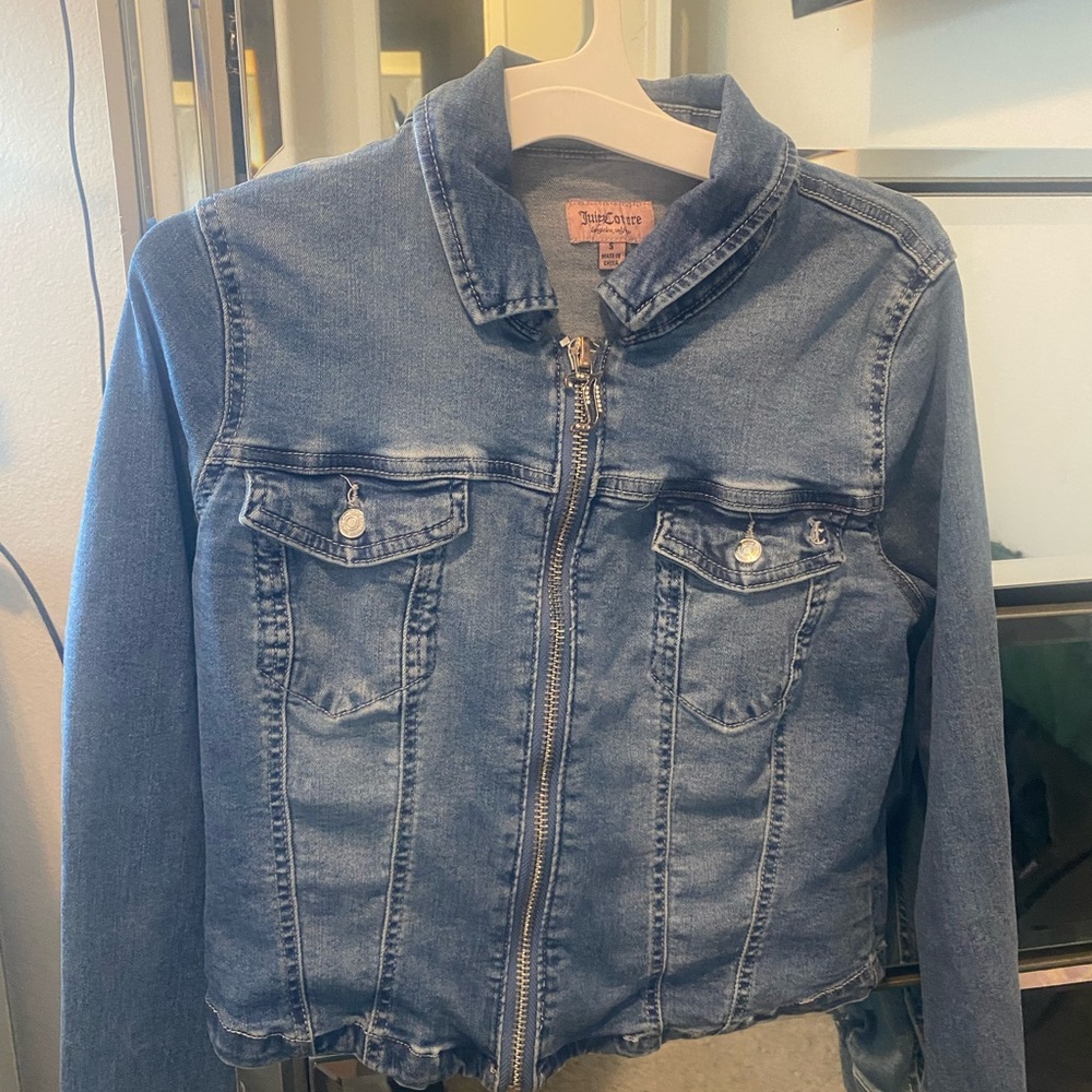 Juicy Couture Classic Blue Denim silver rhinestone Jacket